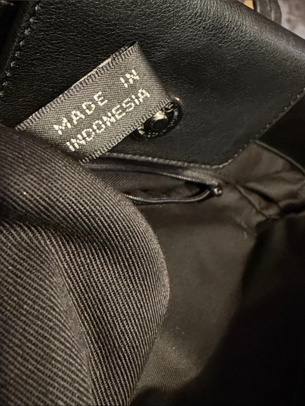 DKNYC Black Nylon Tote Bag with Leather Trim